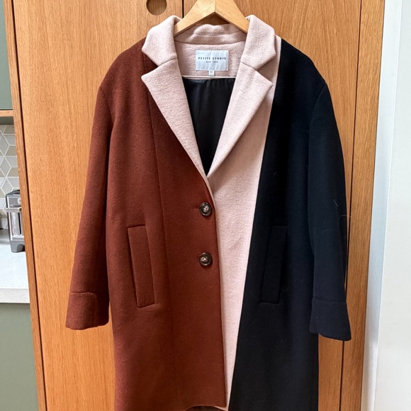 Petite Studio colorblock wool-blend coat - Picture 4 of 5
